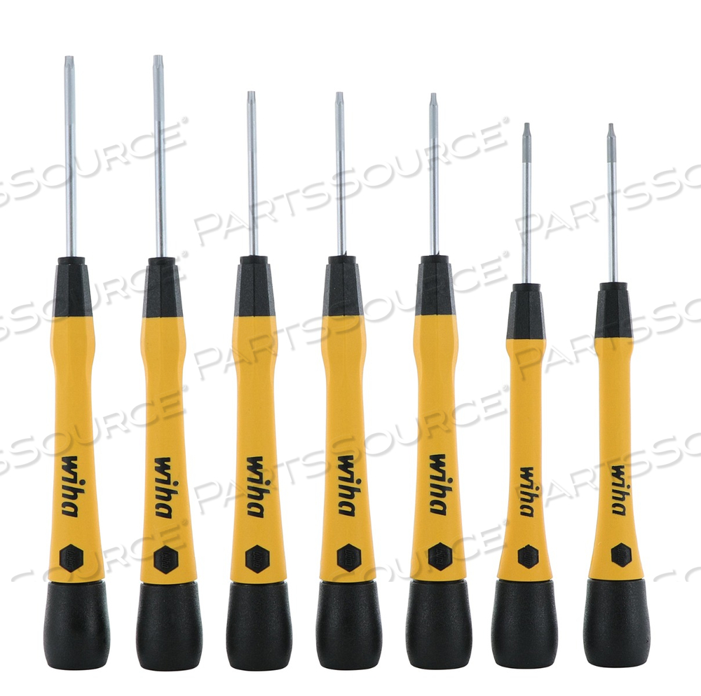 7 PIECE ESD SAFE PICOFINISH PRECISION TORX DRIVER SET (T4 -T10) by Wiha Tools