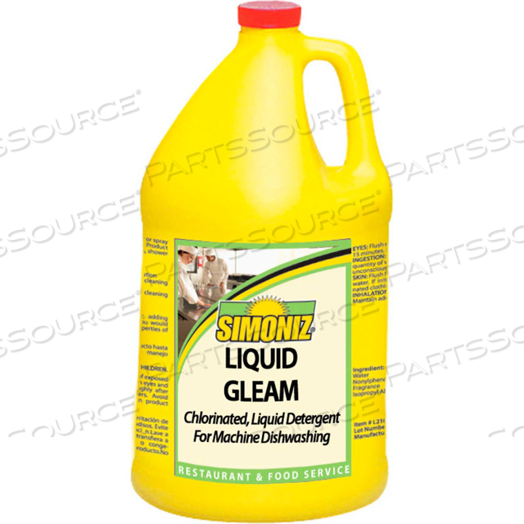 AUTOMATIC GLEAM CHLORINATED DETERGENT LIQUID, UNSCENTED, GALLON BOTTLE, 4 BT by Simoniz USA