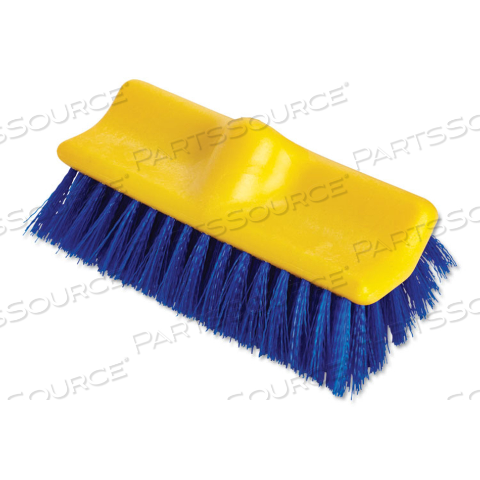 BI-LEVEL DECK SCRUB BRUSH, BLUE POLYPROPYLENE BRISTLES, 10" BRUSH, 10" PLASTIC BLOCK, THREADED HOLE by Rubbermaid Medical Division