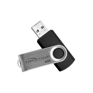 USB 2.0 FLASH DRIVE, 4 GB, BLACK/ALUMINUM by Compucessory