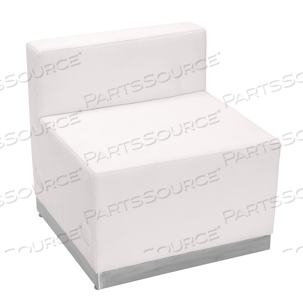 FLASH FURNITURE ARMLESS MODULAR LOUNGE CHAIR - LEATHER - MELROSE WHITE - HERCULES ALON SERIES by Flash Furniture