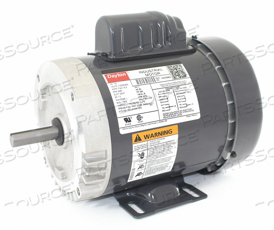 GENERAL PURPOSE MOTOR, SINGLE PHASE, MOTOR DESIGN CAPACITOR-START, 1/2 HP, NAMEPLATE RPM 3,450, NO. OF SPEEDS 1, VOLTAGE 115/208-230V AC, FU by DAYTON ELECTRIC MANUFACTURING CO GENERAL PURPOSE MOTOR, SINGLE PHASE, MOTOR DESIGN CAPACITOR-START, 1/2 HP, NAMEPLATE RPM 3,450, NO. OF SPEEDS 1, VOLTAGE 115/208-230V AC, FU by DAYTON ELECTRIC MANUFACTURING CO