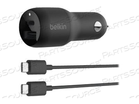 BOOST CHARGE, CAR POWER ADAPTER, 37 WATT, FAST CHARGE, PD 3.0, 2 OUTPUT CONNECTORS (USB, USB-C), BLACK by Belkin