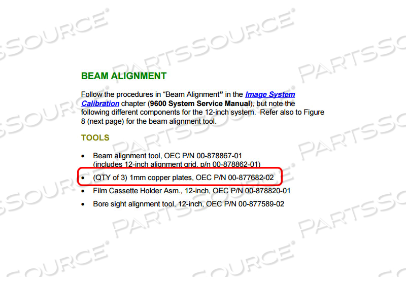COPPER ROUND CARMS FILTER AND MINICARMS by OEC Medical Systems (GE Healthcare)