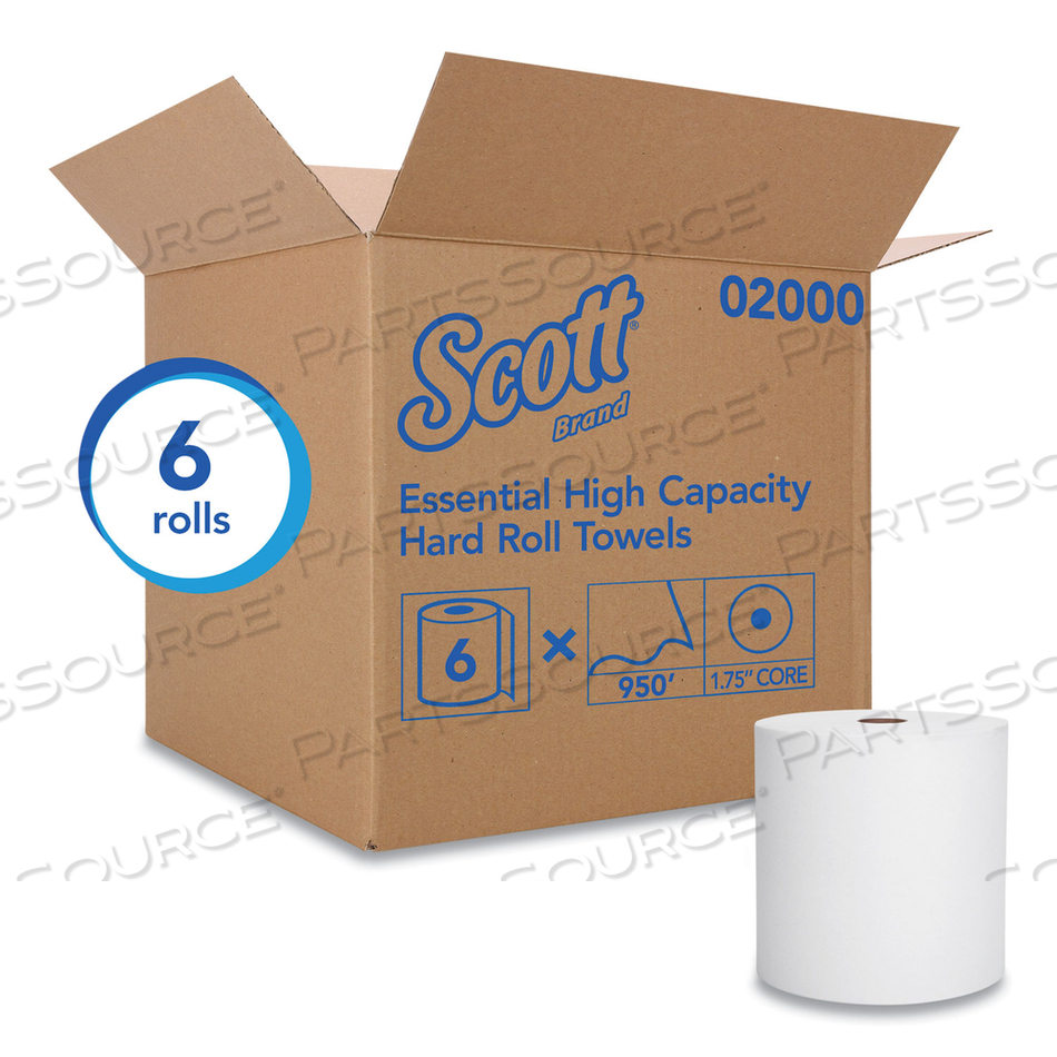 ESSENTIAL HIGH CAPACITY HARD ROLL TOWELS FOR BUSINESS, ABSORBENCY POCKETS, 1.75" CORE, 8" X 950 FT, WHITE/CARTON by Scott ESSENTIAL HIGH CAPACITY HARD ROLL TOWELS FOR BUSINESS, ABSORBENCY POCKETS, 1.75" CORE, 8" X 950 FT, WHITE/CARTON by Scott