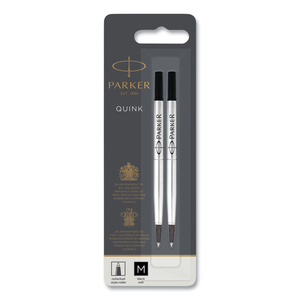 QUINK REFILL FOR PARKER ROLLERBALL PEN, MEDIUM TIP, BLACK INK, 2/PACK by Parker