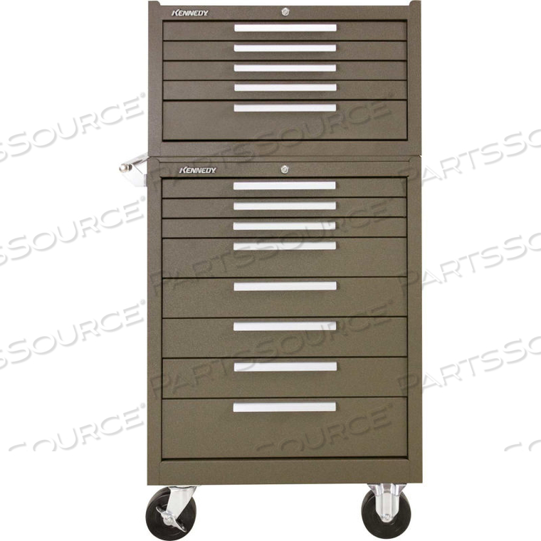 378XB & 285XB 27"W X 18"D X 55-5/8"H 13 DRAWER ROLLER CABINET & MACHINIST CHEST COMBO by Kennedy Manufacturing 378XB & 285XB 27"W X 18"D X 55-5/8"H 13 DRAWER ROLLER CABINET & MACHINIST CHEST COMBO by Kennedy Manufacturing