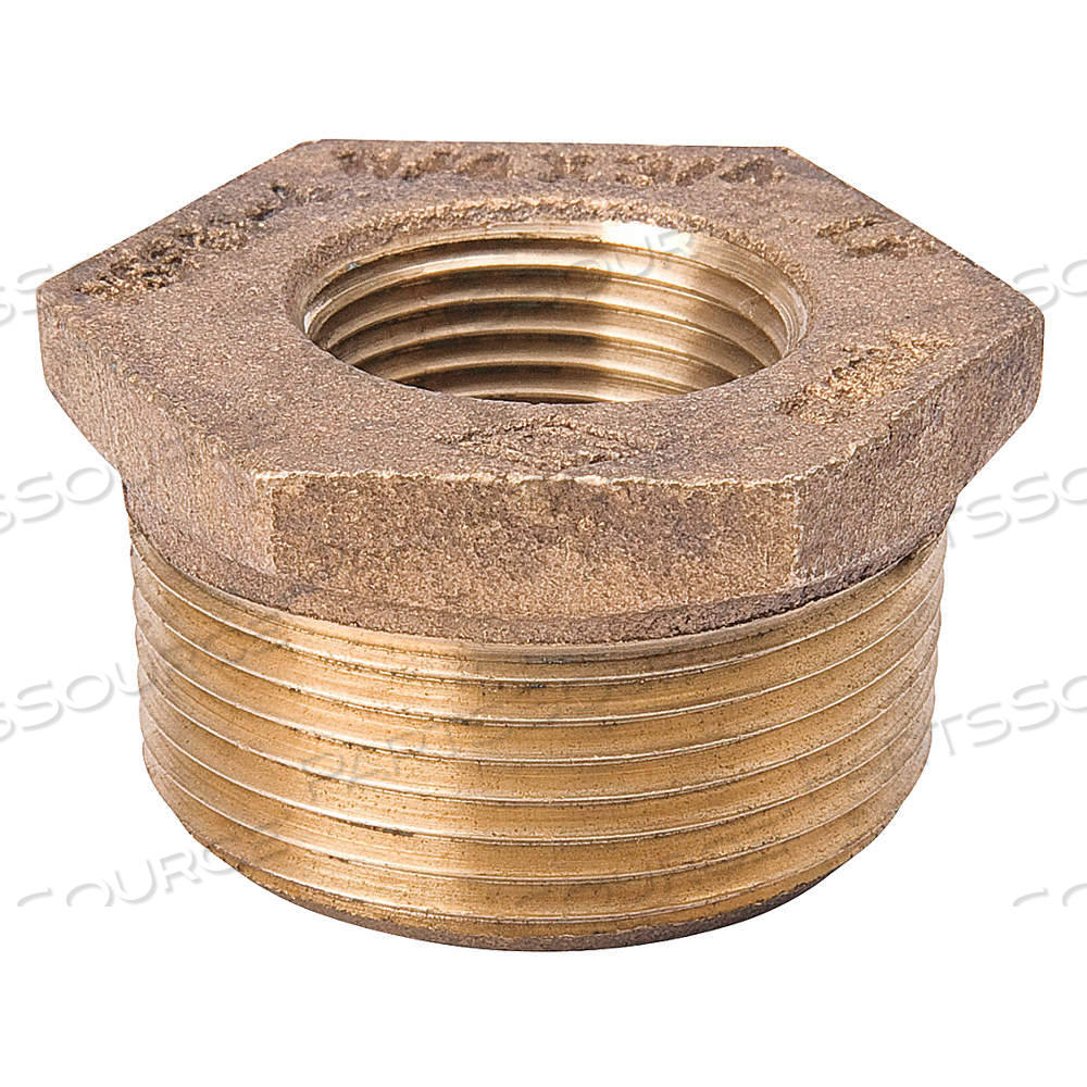 HEX BUSHING, BRASS, 1 IN X 1/4 IN FITTING PIPE SIZE, MALE NPT X FEMALE NPT, CLASS 125 by Approved Vendor