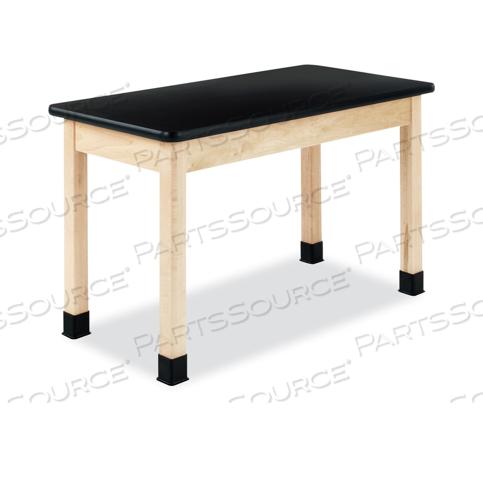 CLASSROOM SCIENCE TABLE, 48W X 24D X 36H, BLACK HIGH PRESSURE LAMINATE (HPL) TOP, MAPLE BASE 