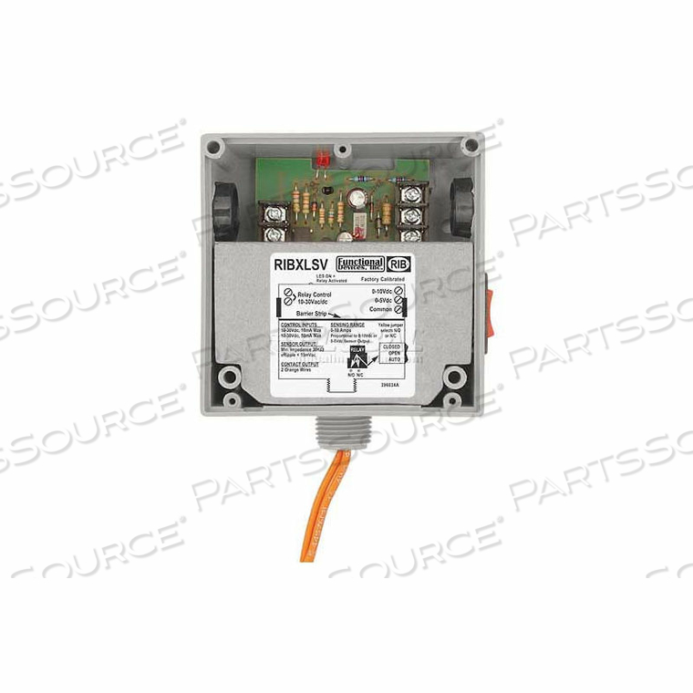 ENCLOSED INTERNAL AC SENSOR W/RELAY, ANALOG OUT, 10A, SPST, 10-30VAC/DC, OVERRIDE by RIB