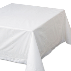 TISSUE/POLY TABLECOVERS, 72" X 72", WHITE, 25/CARTON by Hoffmaster