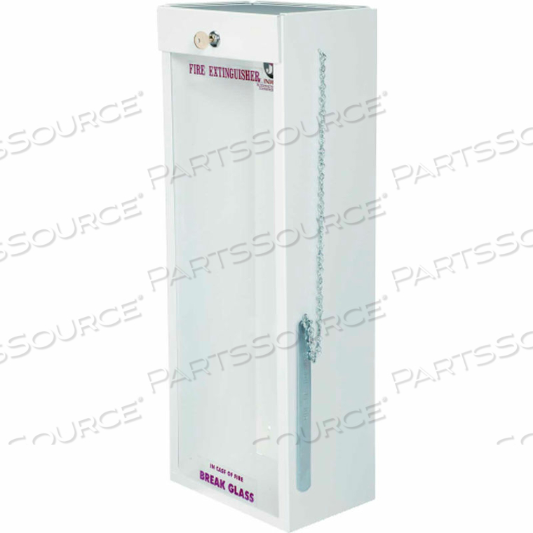 FIRE EXTINGUISHER CABINET, FULL WINDOW, SURFACE MOUNT, 6-1/4"D, GALV STEEL, WHITE 