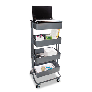 ADJUSTABLE MULTI-USE STORAGE CART AND STAND-UP WORKSTATION, 15.25" X 11" X 18.5" TO 39", GRAY by Vertiflex