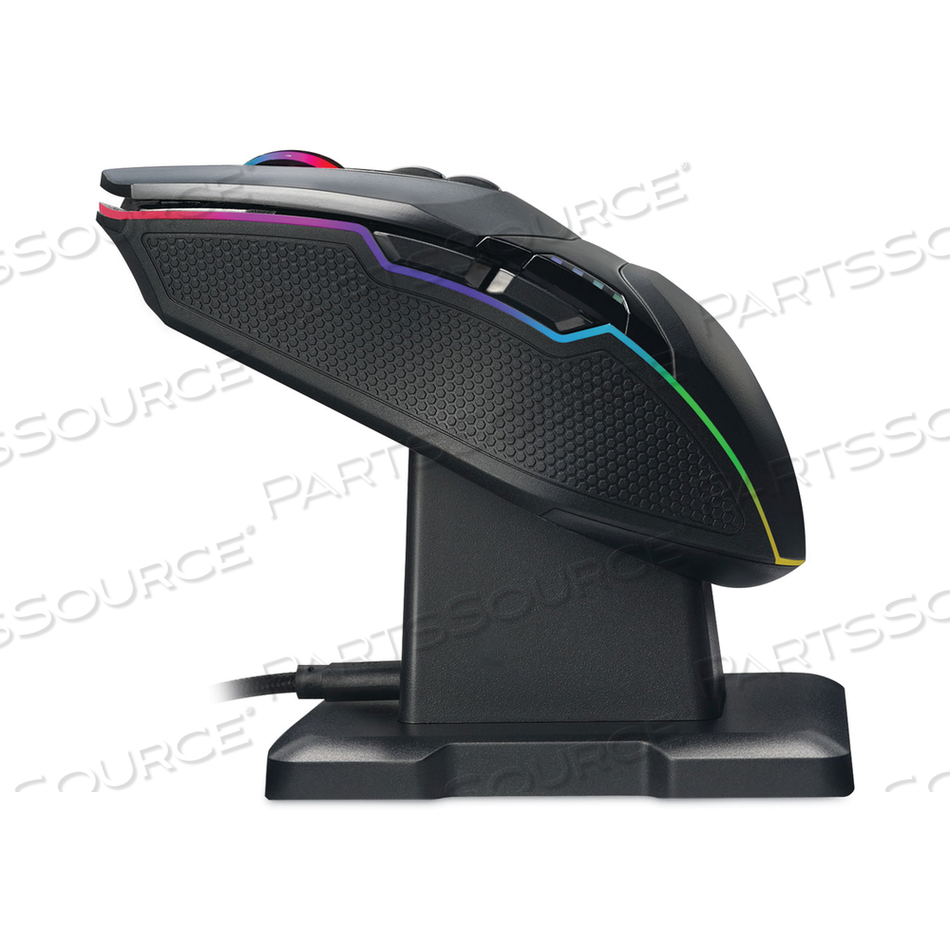 IMOUSE X50 SERIES GAMING MOUSE WITH CHARGING CRADLE, 2.4 GHZ FREQUENCY/33 FT WIRELESS RANGE, LEFT/RIGHT HAND USE, BLACK 