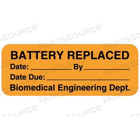 2 W X 3/4IN H FLUORESCENT ORANGE REMOVABLE REPLACED BATTERY & LAMP MAINTENANCE LABEL by United Ad Label