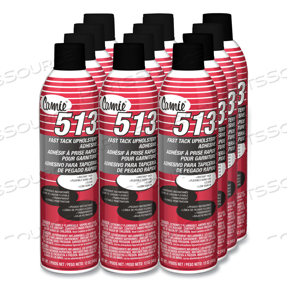 513 FAST TACK UPHOLSTERY ADHESIVE, 12 OZ, DRIES CLEAR, DOZEN 