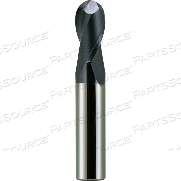 3/16" DIA., 3/16" SHANK, 5/8" LOC, 2" OAL, 2 FLUTE SOLID CARBIDE BALL SINGLE END MILL, ALTIN 