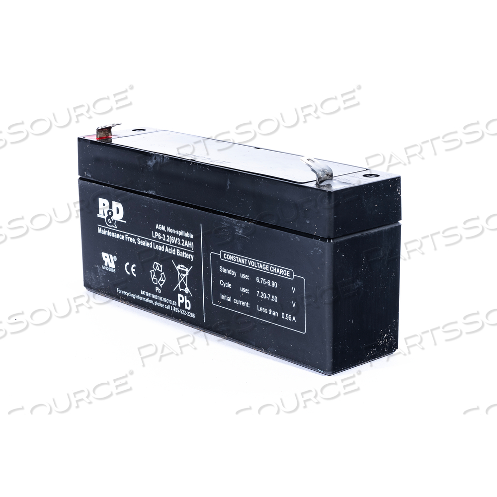 6V 3.2AH SLA BATTERY - F1 TERMINAL .187" FASTON by R&D Batteries, Inc.