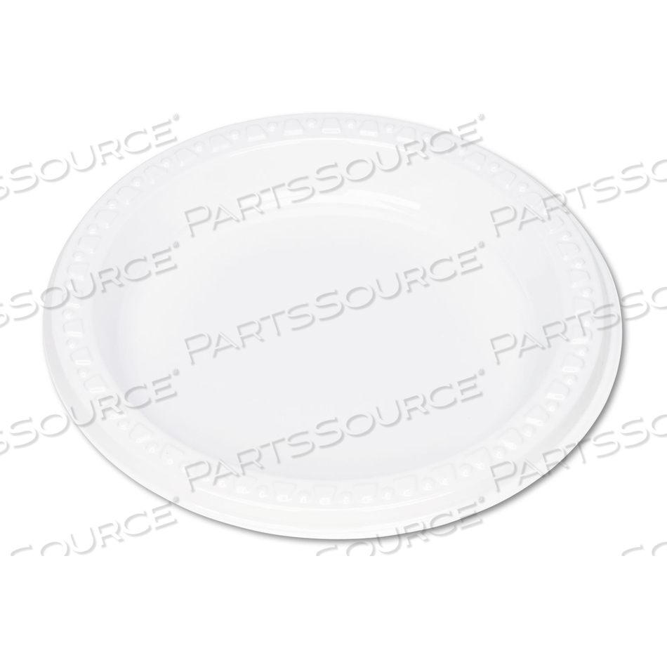 PLASTIC DINNERWARE, PLATES, 6" DIA, WHITE by Tablemate PLASTIC DINNERWARE, PLATES, 6" DIA, WHITE by Tablemate