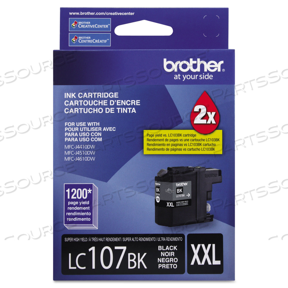 LC107BK INNOBELLA SUPER HIGH-YIELD INK, 1,200 PAGE-YIELD, BLACK by Brother LC107BK INNOBELLA SUPER HIGH-YIELD INK, 1,200 PAGE-YIELD, BLACK by Brother