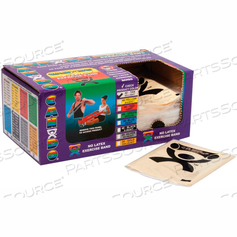 CANDO LATEX-FREE EXERCISE BAND, XX-LIGHT, TAN, 48" STRIP, 40 EACH by Fabrication Enterprises