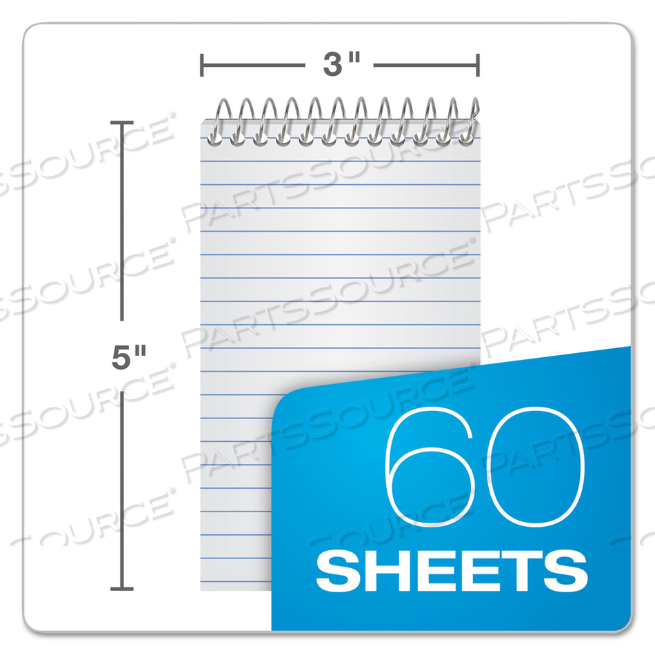 MEMO PADS, NARROW RULE, ASSORTED COVER COLORS, 60 WHITE 3 X 5 SHEETS by Ampad Corporation