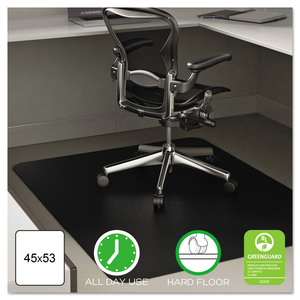 ECONOMAT ALL DAY USE CHAIR MAT FOR HARD FLOORS, 45 X 53, RECTANGULAR, BLACK by Deflecto