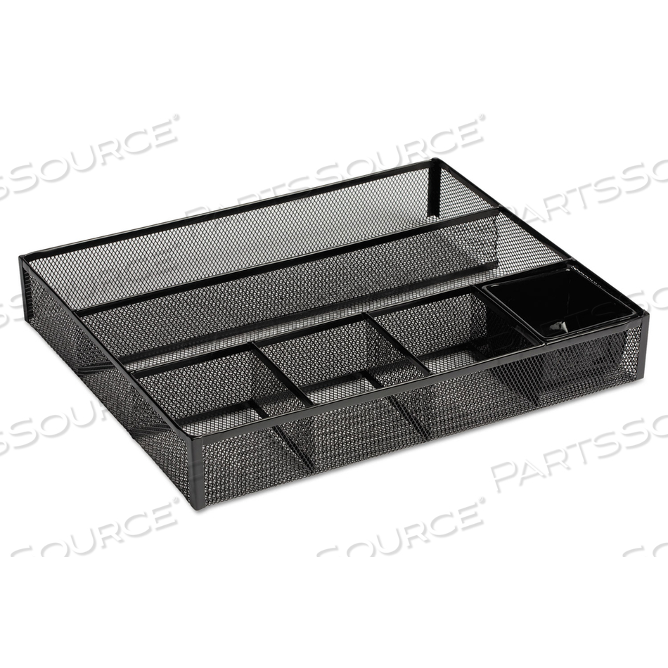 METAL MESH DEEP DESK DRAWER ORGANIZER, SIX COMPARTMENTS, 15.25 X 11.88 X 2.5, BLACK by Rolodex METAL MESH DEEP DESK DRAWER ORGANIZER, SIX COMPARTMENTS, 15.25 X 11.88 X 2.5, BLACK by Rolodex