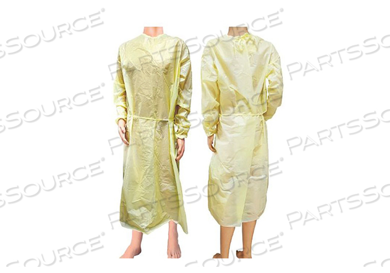 PROTECTIVE PROCEDURE GOWN LARGE YELLOW NONSTERILE AAMI LEVEL 1 DISPOSABLE (10/BG) by Cypress