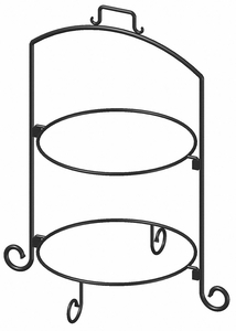 SQUARE PLATE STAND BLK IRON 2 TIER 14IN by ITI