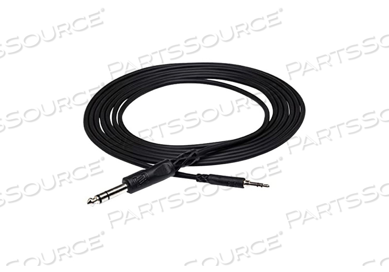 STEREO INTERCONNECT AUDIO ADAPTER CABLE, BLACK, 3.5 MM TRS, 1/4 IN TRS, 5 FT 