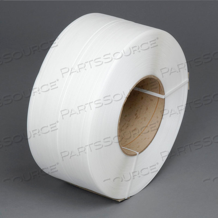 POLYPROPYLENE STRAPPING 3/8" X .021" X 12,900' WHITE 8" X 8" CORE by PAC Strapping Products Inc.