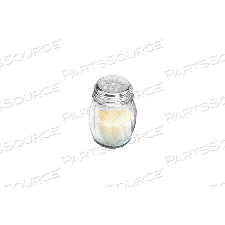 3306 - CHEESE SHAKER, 6 OZ., GLASS, WITH STAINLESS STEEL TOP 