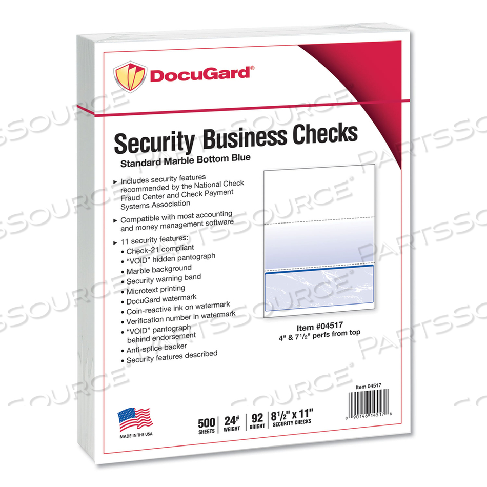 STANDARD SECURITY CHECK, 11 FEATURES, 8.5 X 11, BLUE MARBLE BOTTOM by Docugard