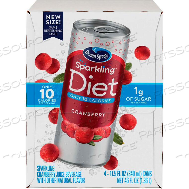 DIET SPARKLING CRANBERRY JUICE, 11.5 OZ, 4/PACK, 6 PACKS/CASE 