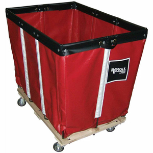 10 BU-STANDARD-DUTY BASKET TRUCKS BY ROYAL - VINYL LINER - 24"WX36"DX31-1/2""H 4 SWIVEL CASTERS-RED by Royal Basket Trucks