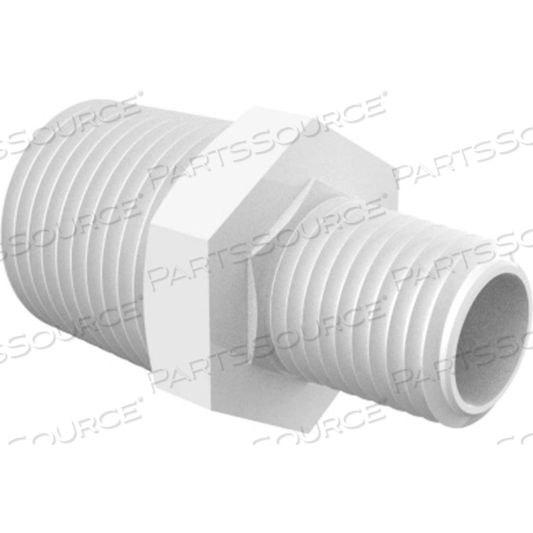 1/8-27 NPT TO 1/2-14 NPT REDUCTION NIPPLE, NON-ANIMAL DERIVED POLYPROPYLENE 