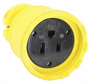 STRAIGHT BLADE CONNECTOR, 6-50R, 50 A, 250V AC, 2 POLES, YELLOW by KH Industries