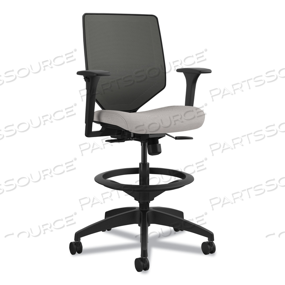 SOLVE SERIES MESH BACK TASK STOOL, SUPPORTS UP TO 300 LB, 23" TO 33" SEAT HEIGHT, STERLING SEAT, CHARCOAL BACK, BLACK BASE 