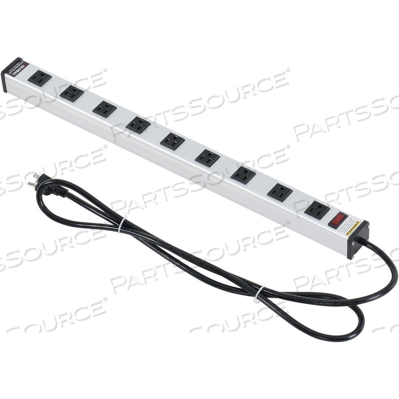 25-IN. 9 OUTLET ALUMINUM POWER STRIP WITH 6-FT CORD ETL/CETL by Approved Vendor 25-IN. 9 OUTLET ALUMINUM POWER STRIP WITH 6-FT CORD ETL/CETL by Approved Vendor