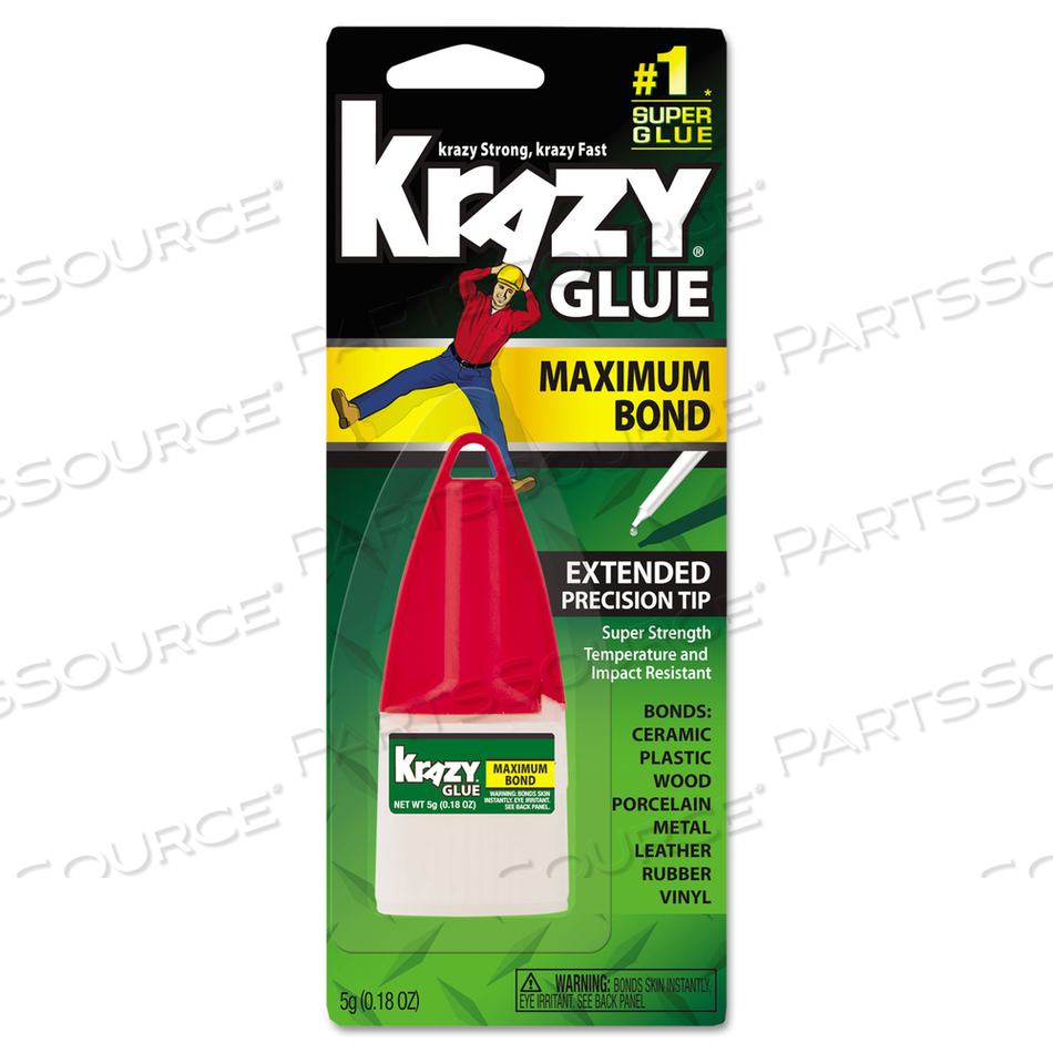 MAXIMUM BOND KRAZY GLUE, 0.18 OZ, DRIES CLEAR 