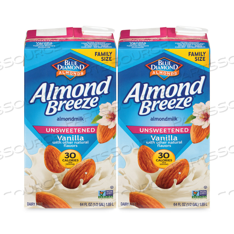 ALMOND BREEZE ALMOND MILK, UNSWEETENED VANILLA, 64 OZ CARTON, 2/PACK 