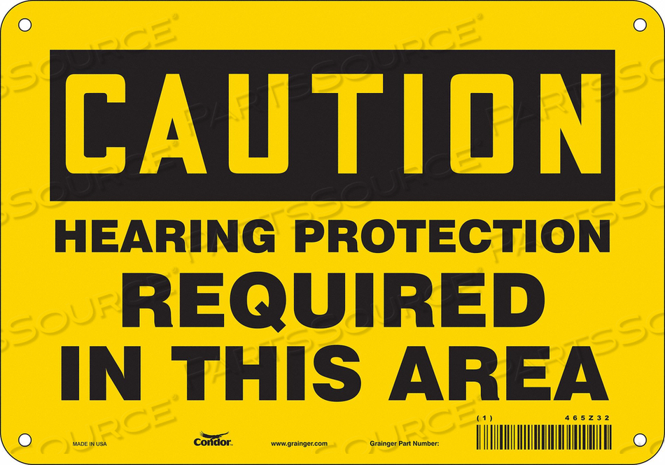 SAFETY SIGN, VERTICAL RECTANGLE, NUMBER OF PRINTED SIDES 1, ENGLISH, SIGN FORMAT TRADITIONAL OSHA, SIGN LEGEND HEARING PROTECTION REQUIRED I by Condor