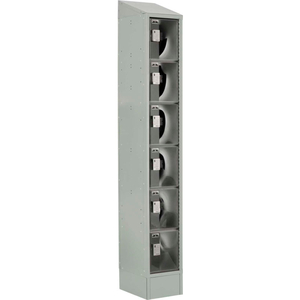 LOCKUP SIX TIER 6 DOOR ELECTRONIC LOCKER W/CLEAR DOORS, 12"WX18"DX12"H, GRAY, ASSEMBLED by Digilock