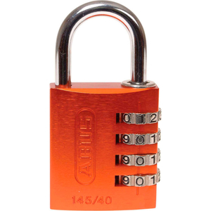 ANODIZED ALUMINUM RESETTABLE 3-DIAL COMBINATION LOCK 145/40 C - ORANGE by Abus