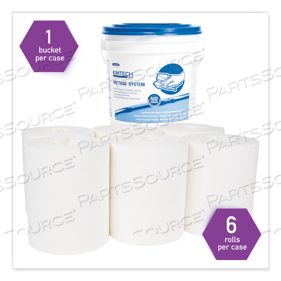 POWER CLEAN WIPERS FOR DISINFECTANTS, SANITIZERS,SOLVENTS WETTASK CUSTOMIZABLE WET WIPE SYSTEM, 140/ROLL/1 BUCKET/CT by WypAll