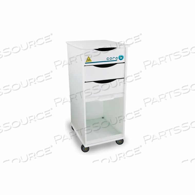WHITE MRI CORE SP LAB CART WITH CLEAR SLIDING DOOR, 15"W X 19"D X 33"H by TrippNT, Inc