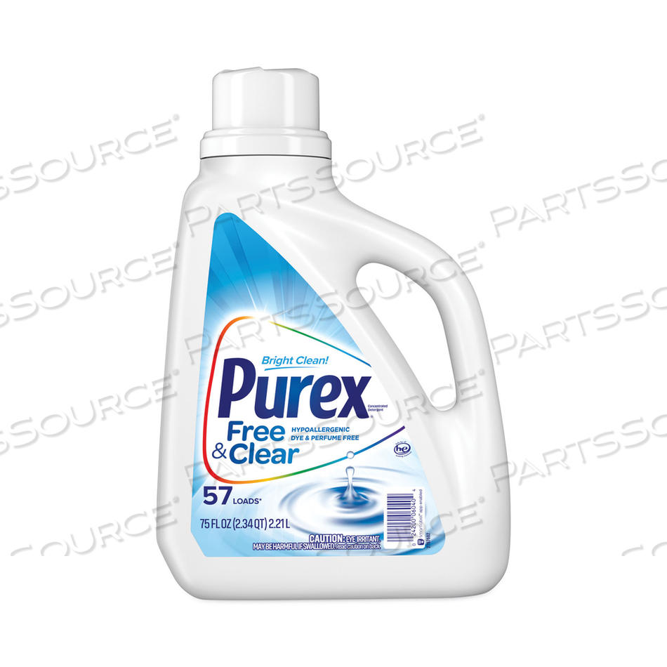 FREE AND CLEAR LIQUID LAUNDRY DETERGENT, UNSCENTED, 75 OZ BOTTLE by Purex FREE AND CLEAR LIQUID LAUNDRY DETERGENT, UNSCENTED, 75 OZ BOTTLE by Purex
