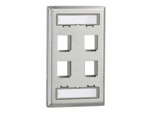 PANDUIT NETKEY - FACEPLATE - STAINLESS STEEL - 1-GANG - 4 PORTS by Panduit