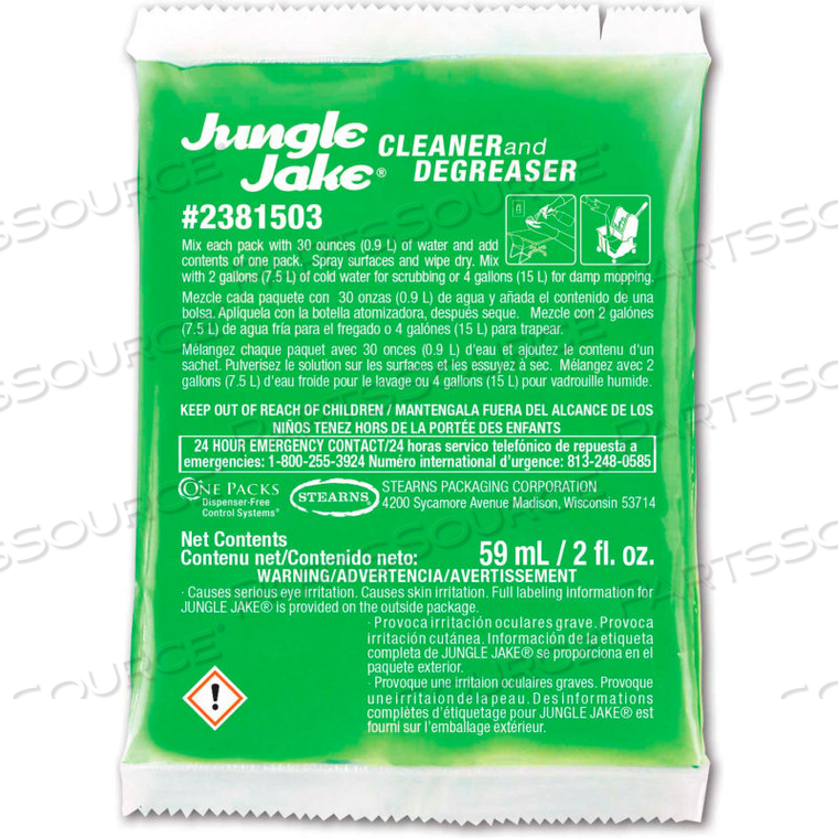 JUNGLE JAKE CLEANER DEGREASER - 2 OZ PACKS, 72 PACKS/CASE by Stearns Packaging Corporation